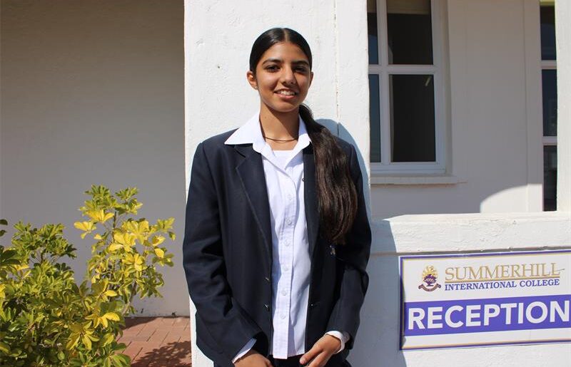 Young archer and Summerhill learner Anushka Sharma at Summerhill College. Photo: Zanele Mfaba