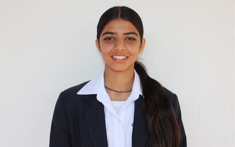 Young archer and Grade 9 (IGCSE1) Summerhill learner Anushka Sharma at Summerhill College. Photo: Zanele Mfaba