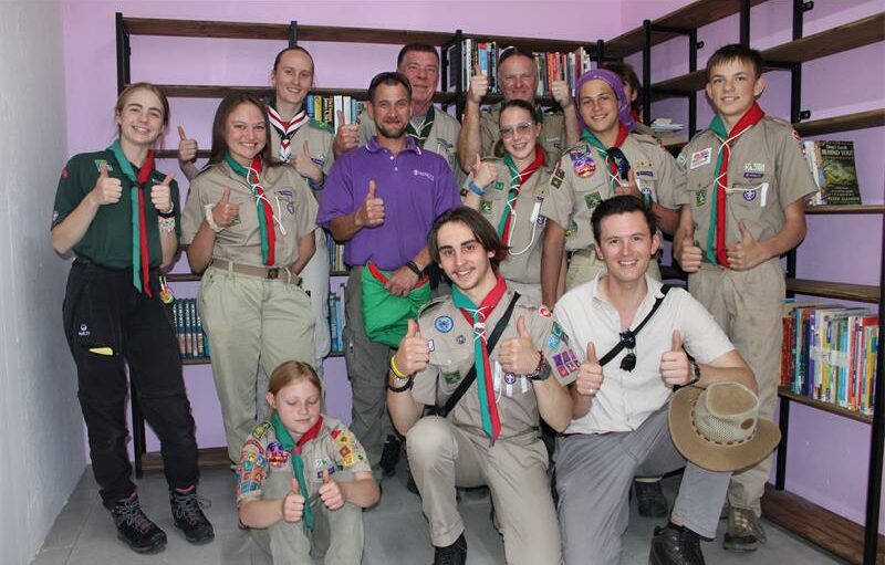 Members of the 1st Halfway House Scout Troop who also helped Robson bring his library project to life. Photo: Zanele Mfaba