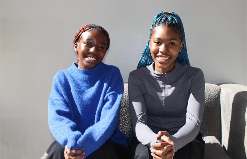 Grade 9 Nova Pioneer learners and Midrand Royals players Mpho Netshisaulu and Naledi Setaka who will be representing the school in England. Photo: Zanele Mfaba