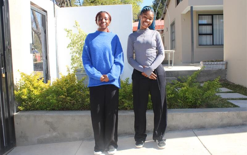 Grade 9 Nova Pioneer learners and Midrand Royals players Mpho Netshisaulu and Naledi Setaka who will be representing the school in England. Photo: Zanele Mfaba