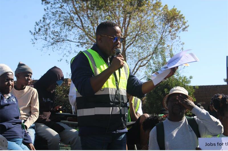 March convener and Mayibuye Youth Activism Movement spokesperson Thabiso Mehlape addresses attendees on June 29, 2026. Photo: Comfort Makhanya
