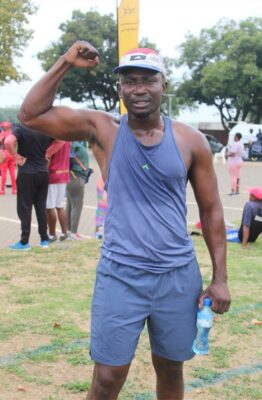 Forever-present experienced local instructor Selby Jimmy Mashao shows off his muscles. Photo: Comfort Makhanya