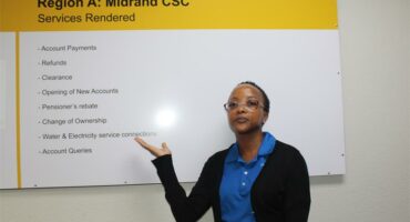 Ward 112 councillor Lerato Mphefo inside the Region A customer service centre. Photo: Zanele Mfaba