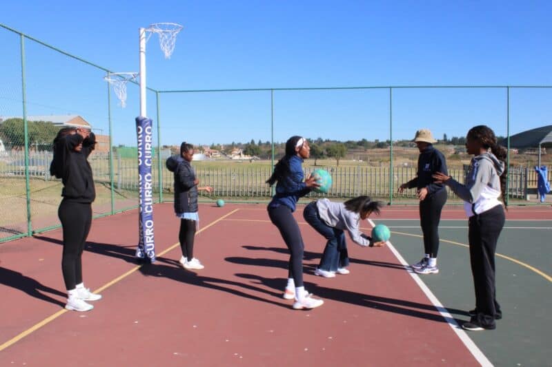 The U16 have an intense session with their coach during the Midrand Royals' netball clinic on July 3. Photo: Zanele Mfaba