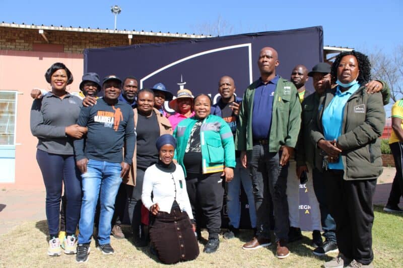 Members of the City of Johannesburg after all the festivities with the senior citizens of Ivory Park for the Mandela Day celebration outside Lord Khanyile Community Hall on July 17. Photo: Zanele Mfaba