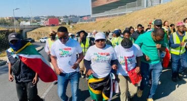 March and March members march to Midrand High on July 30, 2026. Photo: Zanele Mfaba