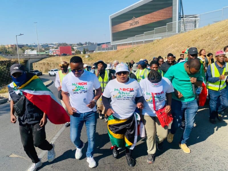 March and March members march to Midrand High on July 30, 2026. Photo: Zanele Mfaba