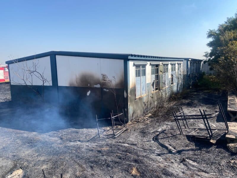Ekurhuleni Disaster and Emergency Management Services manage to extinguish flames threatening high school in Mayibuye.