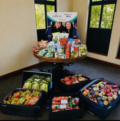 Noordwyk Parkrun members Patricia Nementzik and Lynne Maclean at Christ Church with the food they collected from the food drive. Photo: Supplied