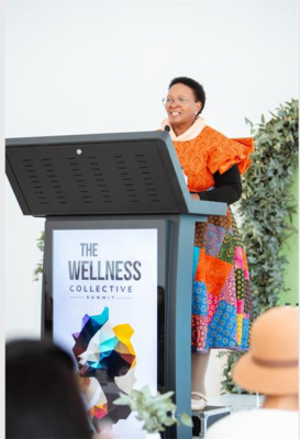 Gauteng MEC for Health and Wellness Faith Mazibuko delivers her keynote address at the Wellness Collective Summit on August 4 at Pere House Midrand. Photo: Supplied