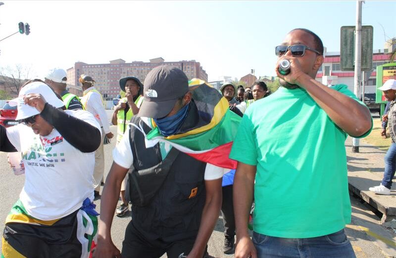 March and March members march to Midrand High. Photo: Zanele Mfaba