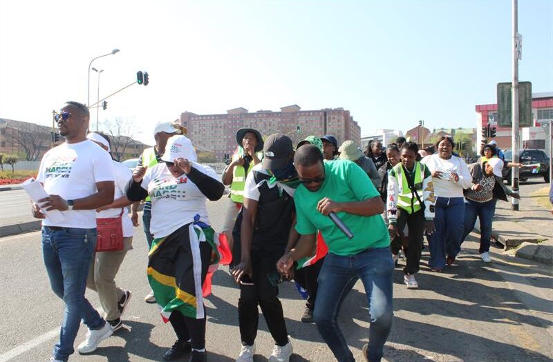 March and March members march to Midrand High. Photo: Zanele Mfaba