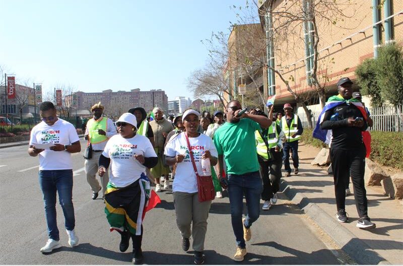 March and March members march to Midrand High. Photo: Zanele Mfaba