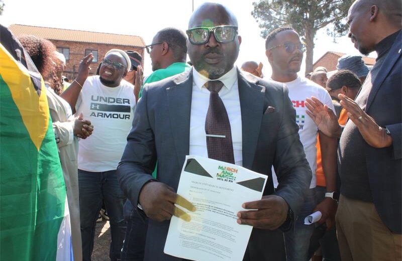 Gauteng Department of Education official and representative of the MEC's office Bongani Sibisi, after receiving the memorandum. Photo: Zanele Mfaba