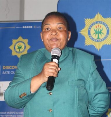 Deputy Minister of police Dr Polly Boshielo addresses residents during the gender-based violence and femicide crime prevention ministerial imbizo at Lord Khanyile Hall in Ivory Park on August 4. Photo: Comfort Makhanya