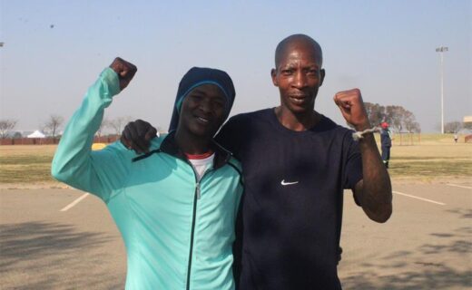 Instructors Keketso Masindi and Bongani Bila during the free healthy-lifestyle aerobics programme at Rabie Ridge Stadium on August 8, 2026. Photo: Comfort Makhanya