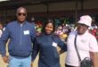 Rabie Ridge Clinic professional nurses Senana Mokoana and Precious Malukeka with health promoter Easter Ramphabane on August 8, 2026, at Rabie Ridge Stadium. Photo: Comfort Makhanya