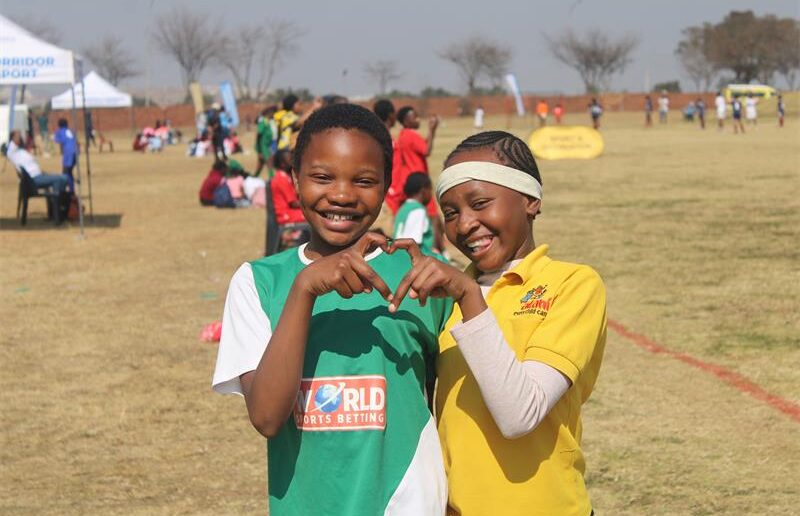 Akani Primary School ballers Nkedi Mogano, and Nonhle Serame at the annual tournament on August 8. Photo: Comfort Makhanya