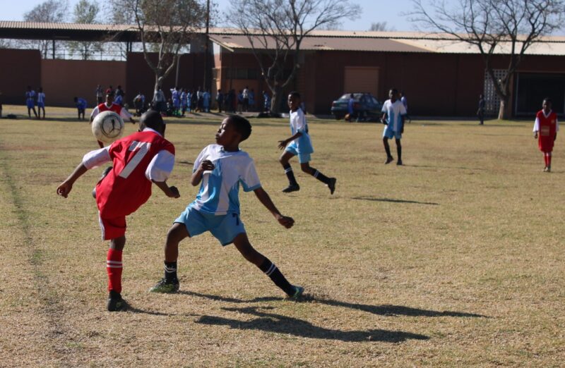 Black Wolves FC player Bonolo Mokghato attempts to control the ball against Mayibuye Development player Seemo Tshabalala during the match on August 1. Photo: Zanele Mfaba