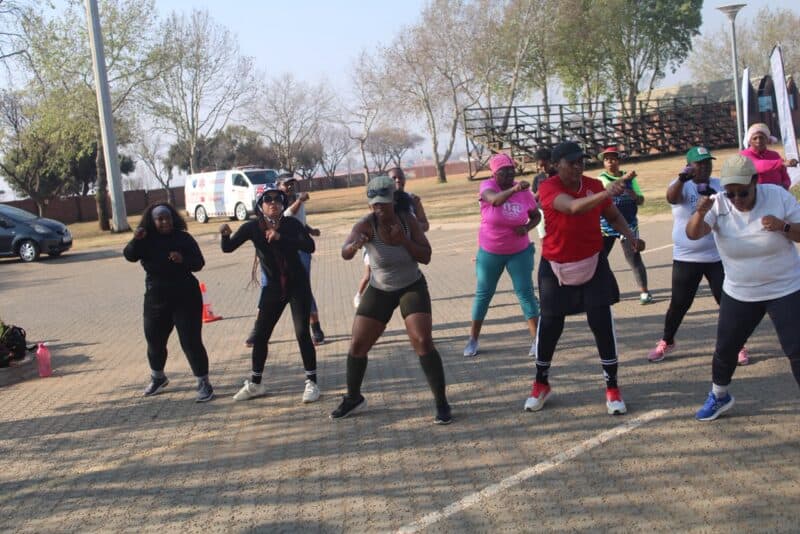 About 52 Rabie Ridge residents got active at Rabie Ridge Stadium on August 8, joining the City of Johannesburg’s free, healthy-lifestyle aerobics programme.