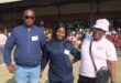 Rabie Ridge Clinic professional nurses Senana Mokoana and Precious Malukeka with health promoter Easter Ramphabane on August 8 at Rabie Ridge Stadium. Photo: Comfort Makhanya