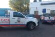 Ria Sebetsa Security Services vehicles block the suspected vehicle after security officers responded to a panic button alert at a filling station in Midrand on August 22, 2026. Photo: Supplied
