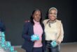 Mayibuye Primary School's sister, Maake Lovedelia, and Emeris Waterfall student, Mamigirl Mogale, during the donation on August 12. Photo: Supplied
