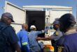 Workers are escorted by officials during the multidisciplinary inspection led by Deputy Minister Jomo Sibiya and Executive Mayor Dada Morero on September 2. Photo: Labour Department X page.