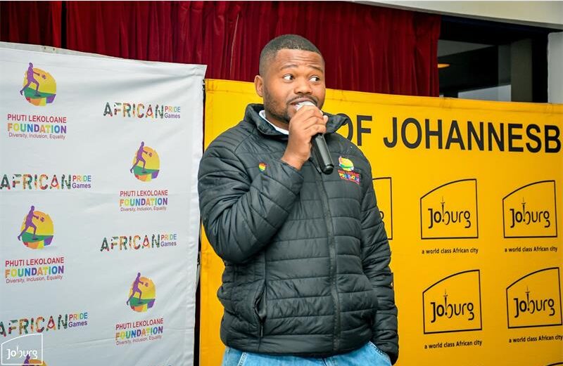 Phuti Lekoloane Foundation, and African Pride Games founder Phuti Lekoloane addresses attendees at the tournament's launch and draw on September 17. Photo: Joburg Sport