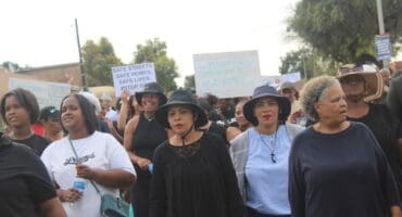 Hundreds of Rabie Ridge residents march along Falcon Street on September 20 in solidarity with victims of gender-based violence and femicide. Photo: Comfort Makhanya