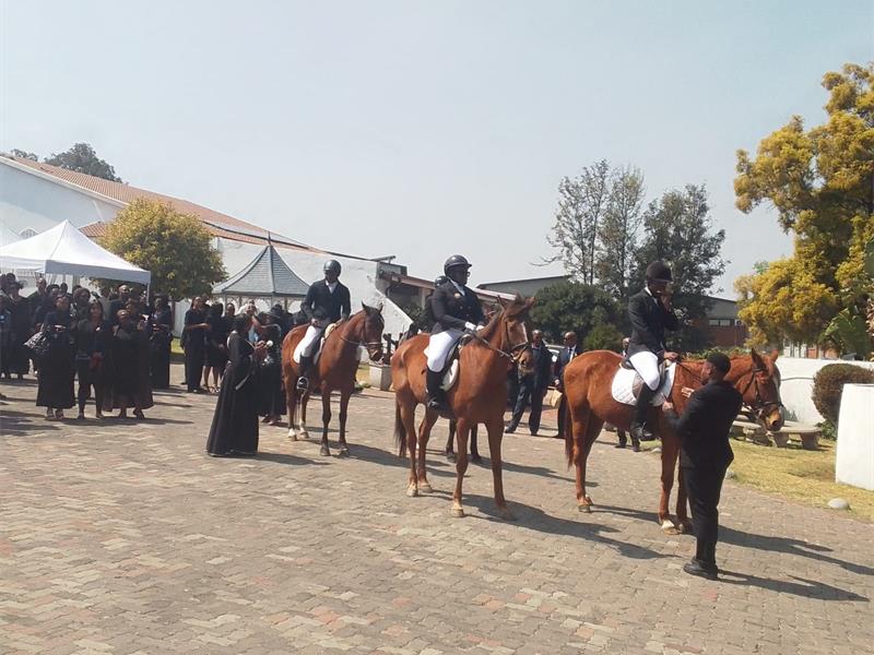 Young riders display a guard of honour in honour of Enos Mafokate's legacy. Photo: Supplied