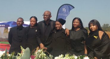 Mafokate family gather at Waterfall Cemetery for the final farewell to legendary equestrian Enos Mafokate. Photo: Supplied