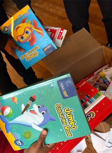 Colouring books and stationery donated by Ukumila Foundation to Midrand Primary School learners on August 7. Photo: Supplied