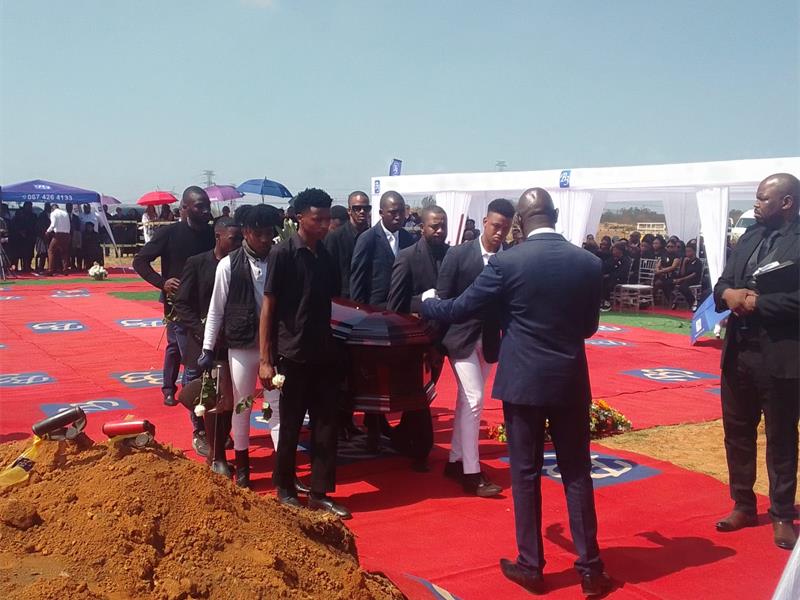 Young riders carry the casket of the late Enos Mafokate. Photo: Supplied