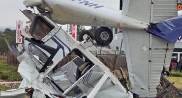 A plane crashed into a business fence along Old Pretoria Main Road in Midrand. Photo: Supplied