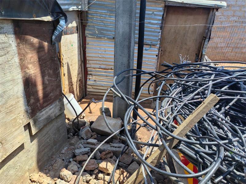 City Power revenue protection teams disconnect illegal electricity connections in Kanana informal settlement during an operation on October 12, 2026. Photo: City Power