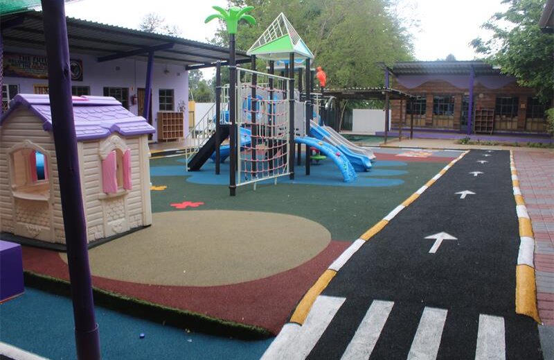The newly upgraded playground at Orange Babies Montessori includes artificial grass, paving and hopscotch markings. Photo taken September 25, 2026. Photo: Comfort Makhanya