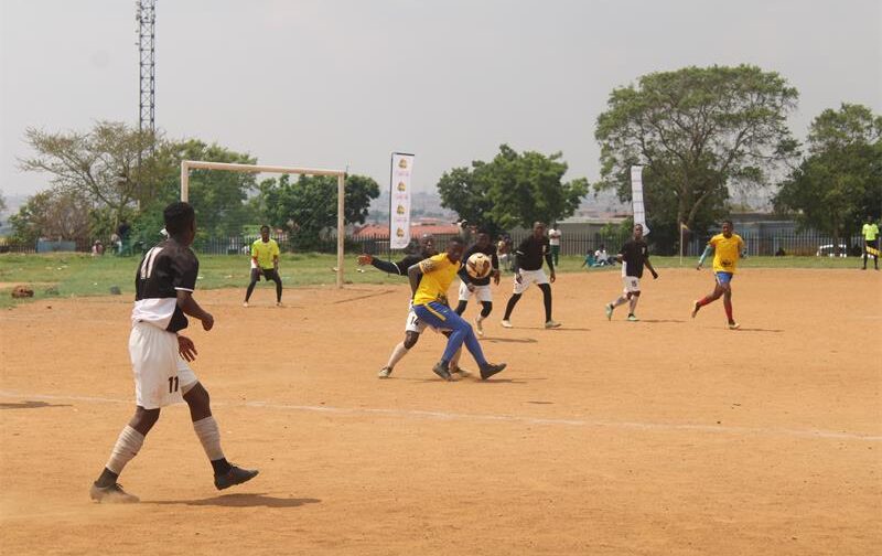 Molototsi FC players fight for the ball against Harry Gwala during their African Pride Games U23 clash on September 25. Photo: Comfort Makhanya