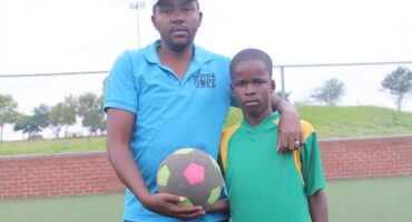 Dubula Stars United FC chairperson Sydwell Ramakokovhu, and player Blessing Skhosana, who is on trials with Levante UD. Photo: Comfort Makhanya