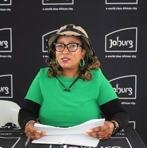Ward 92 councillor Charmaine Ngoepe addresses five-month power outage in Kaalfontein Ext 4. Photo: Sphiwe Masilela