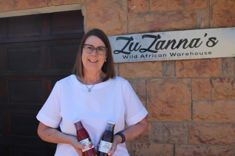 ZuZanna Barnard holds her award-winning products at the Wild African Warehouse on October 3, 2026. Photo: Itumeleng Molefe