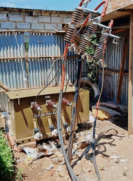 One of the transformers recovered during City Power’s enforcement operation in Kanana informal settlement on October 12, 2026. Photo: City Power