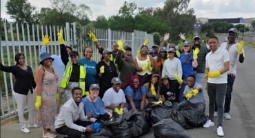 Emeris Waterfall staff tackle litter and promote recycling in Midrand. Photo: Supplied