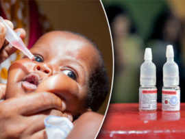 Image of a child receiving a polio vaccination.