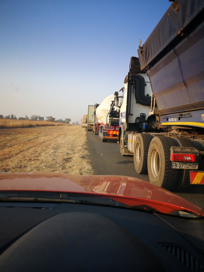 Image of trucks in convoy.