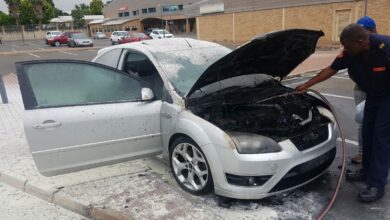 car goes up in flames
