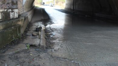 water leak under bridge