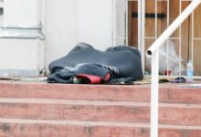 Image of a person under a blanket on a Dundee pavement.