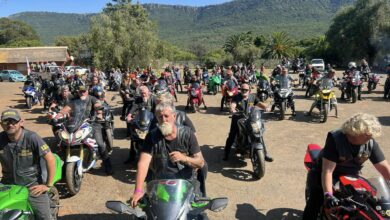 A photo of a whole group of bikers at the Balele Rally in Utrecht.